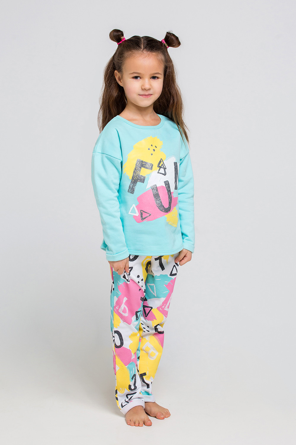 картинка Пижама для девочки Crockid К 1523 аквамарин + буквы и пятна от магазина детских товаров ALiSa