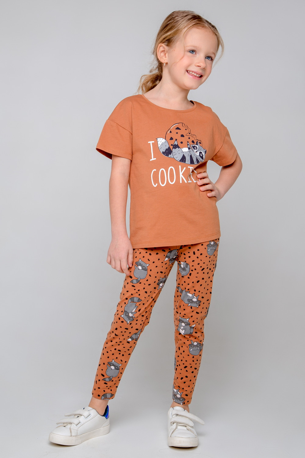 картинка Бриджи для девочки Crockid КР 4074 светло-коричневый, еноты к357 от магазина детских товаров ALiSa