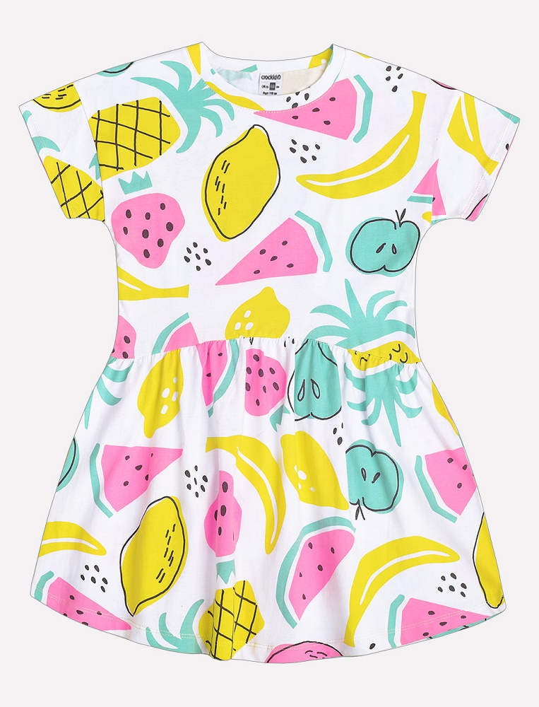 картинка Платье для девочки Crockid К 5493 тропические фрукты на белом к1234 от магазина детских товаров ALiSa