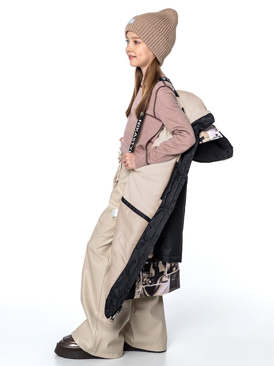 картинка Пальто зимнее для девочки NIKASTYLE 6з3224 Черный беж от магазина детских товаров ALiSa