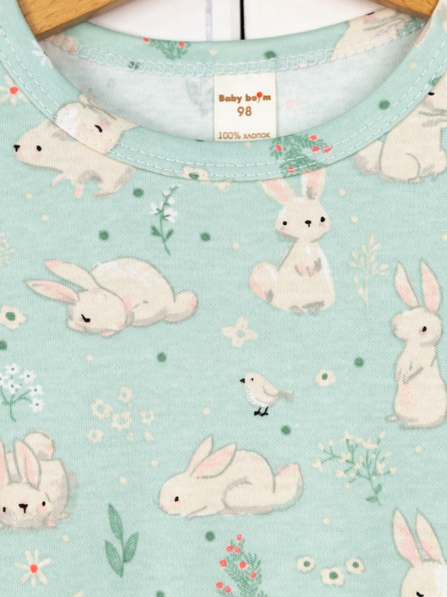 картинка Пижама для девочки Baby Boom КС20/2-И Зайцы на мяте от магазина детских товаров ALiSa