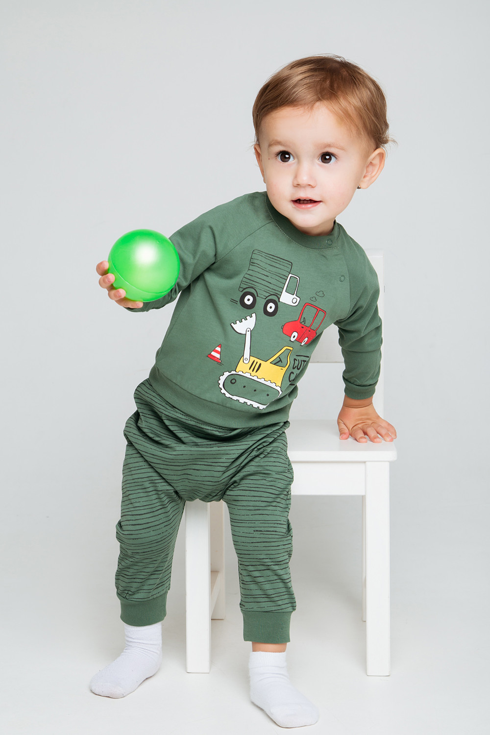 картинка Джемпер для мальчика Crockid К 301768 лесной мох (машинки) от магазина детских товаров ALiSa
