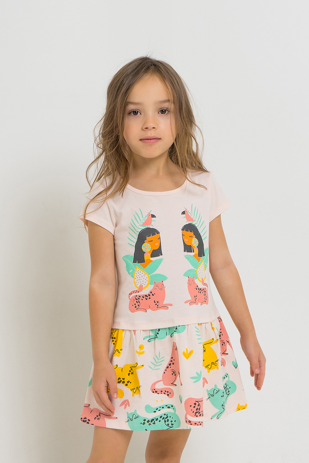 картинка Платье для девочки Crockid К 5691 бледно-персиковый, леопарды к1262 от магазина детских товаров ALiSa