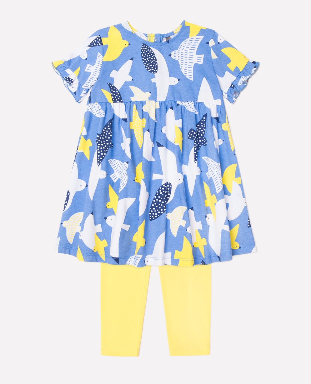 картинка Комплект для девочки Crockid КР 2657 чайки на голубом сапфире + сочный лимон к245 от магазина детских товаров ALiSa