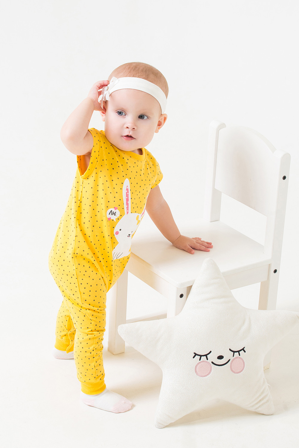 картинка Комбинезон для девочки Crockid К 6317 горошки на желтом от магазина детских товаров ALiSa