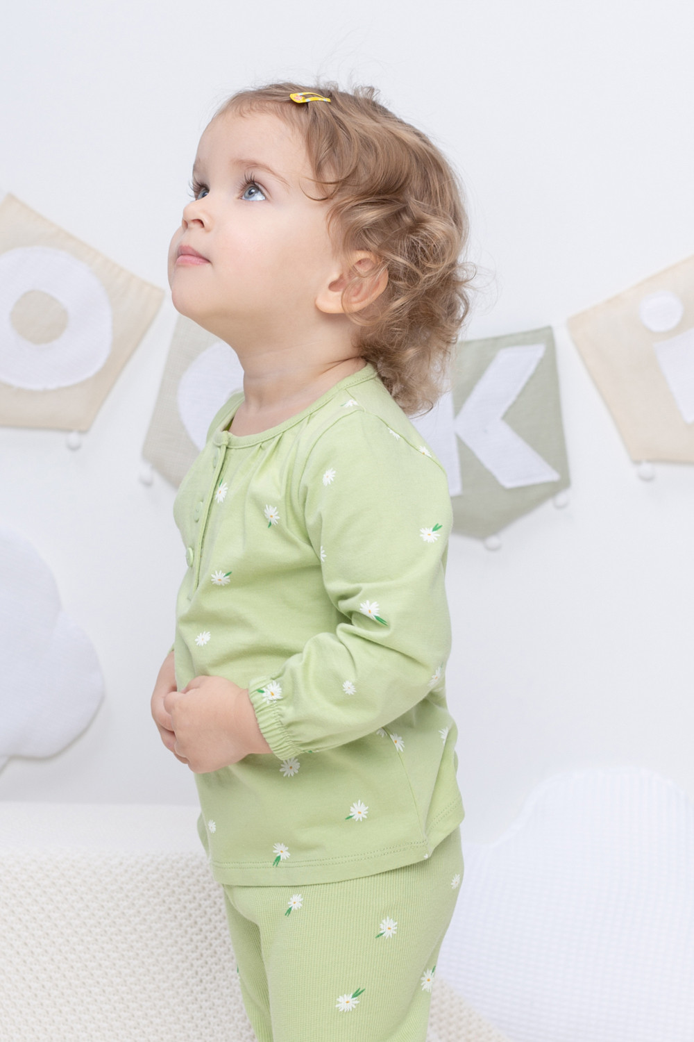 картинка Джемпер для девочки Crockid КР 302060 сочный лайм, летние цветы к391 от магазина детских товаров ALiSa