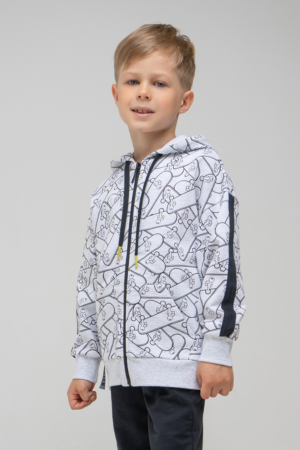 картинка Куртка для мальчика Crockid КР 301675 светло-серый меланж, скейты к330 от магазина детских товаров ALiSa