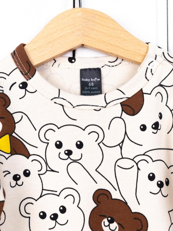 картинка Комплект для мальчика Baby Boom КД184/10-И я728 Мишки на бежевом + шоколад от магазина детских товаров ALiSa