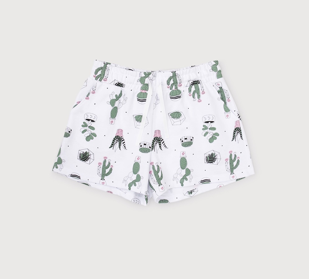 картинка Шорты для девочки КБ 400023 белый, кактусы к45 от магазина детских товаров ALiSa