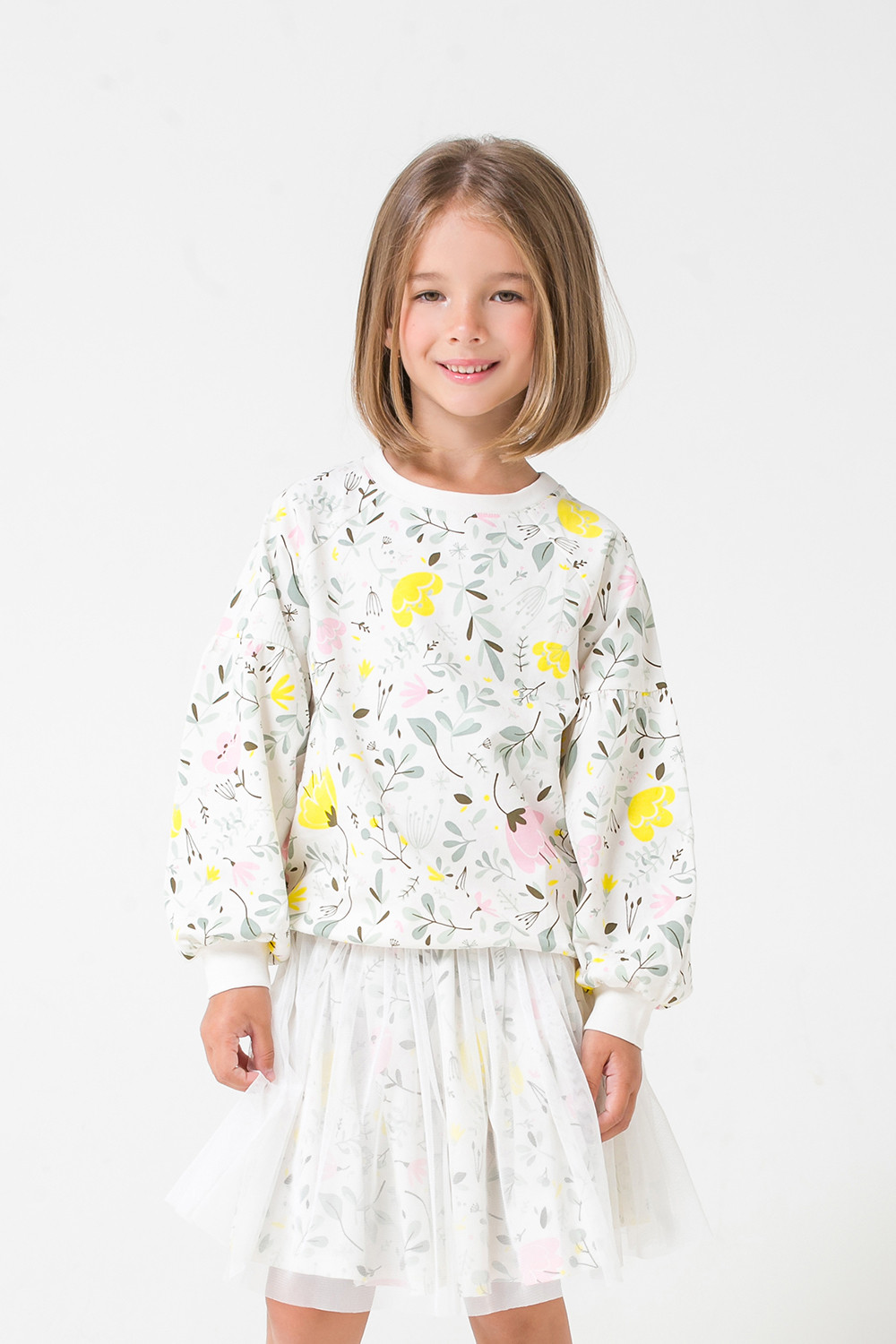 картинка Джемпер для девочки Crockid КР 301260 белая лилия, нежные цветы к285 от магазина детских товаров ALiSa
