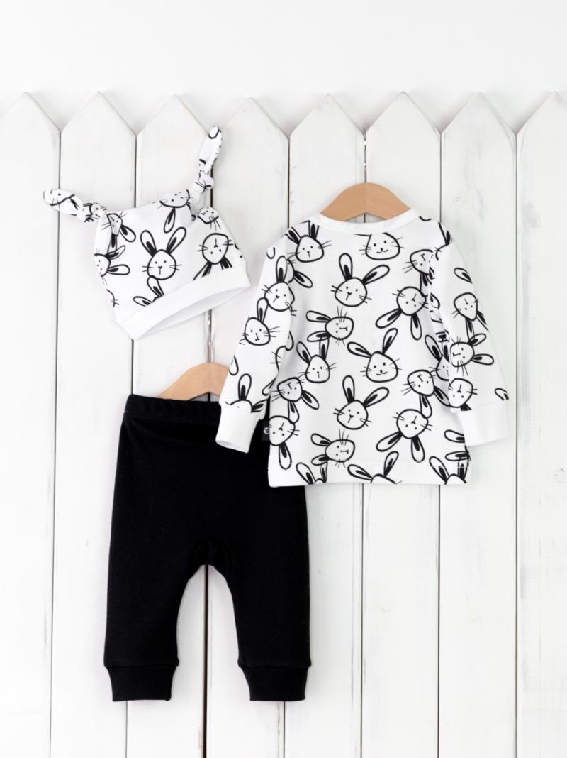картинка Комплект детский Baby Boom BB КД421/1-И Зайцы на белом + чёрный от магазина детских товаров ALiSa
