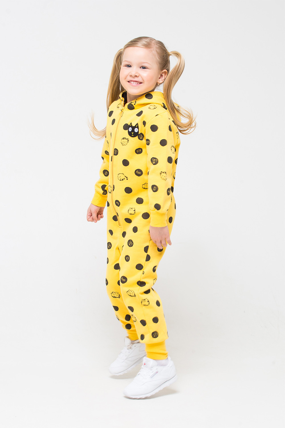 картинка Комбинезон для девочки Crockid КР 6332 желтый, котята-горошки к271 от магазина детских товаров ALiSa