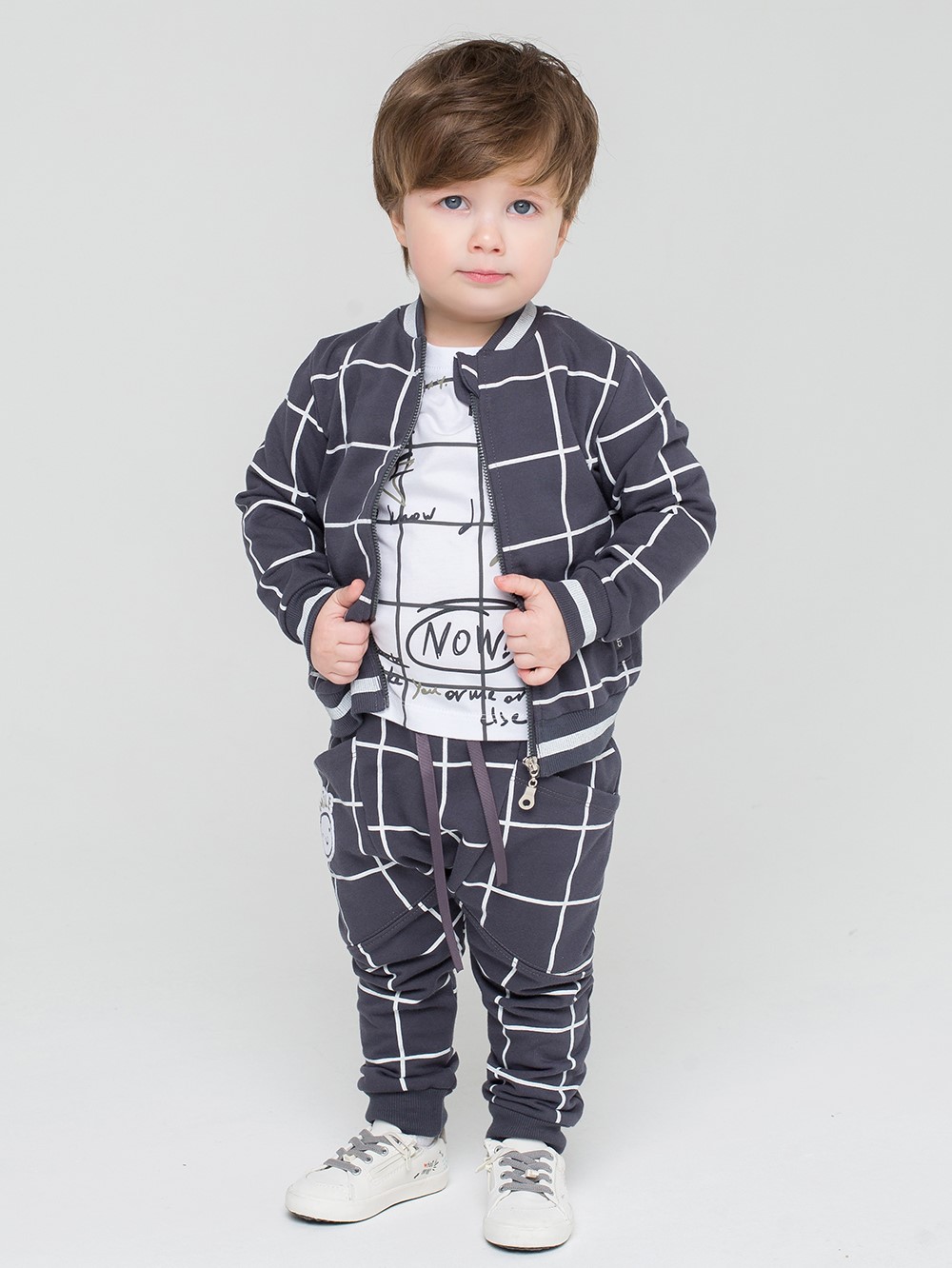 картинка Куртка для мальчика Crockid КР 300493 монохромная клетка на темно-сером к182 от магазина детских товаров ALiSa