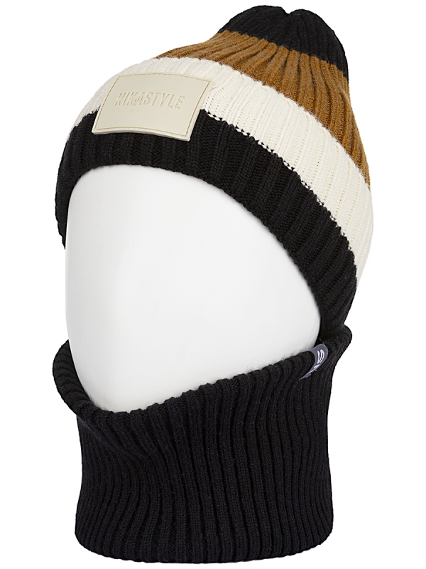 картинка Комплект шапка снуд для мальчика NIKASTYLE 12з16524 Черный горчица от магазина детских товаров ALiSa