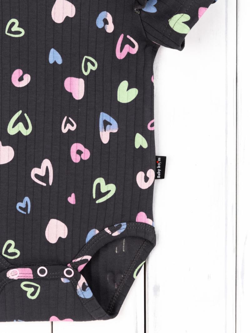картинка Боди для девочки Baby Boom Б144/3-И Сердечки на графите я729 от магазина детских товаров ALiSa
