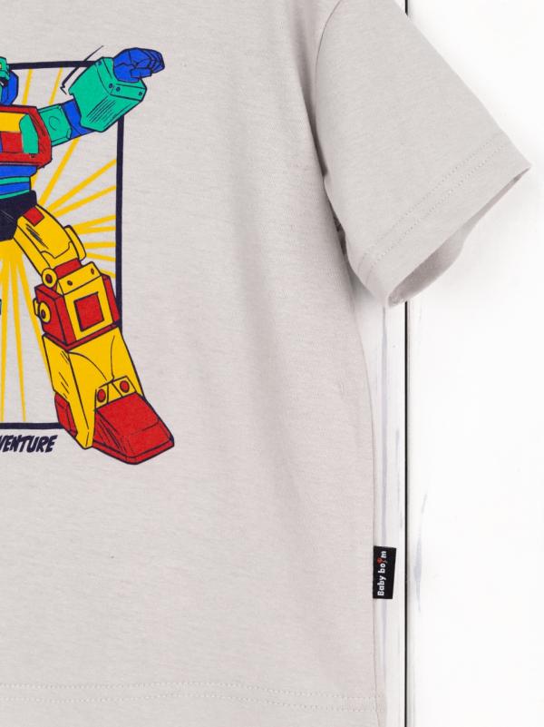 картинка Футболка для мальчика Baby Boom Ф154/12-К Робот светло-серый от магазина детских товаров ALiSa