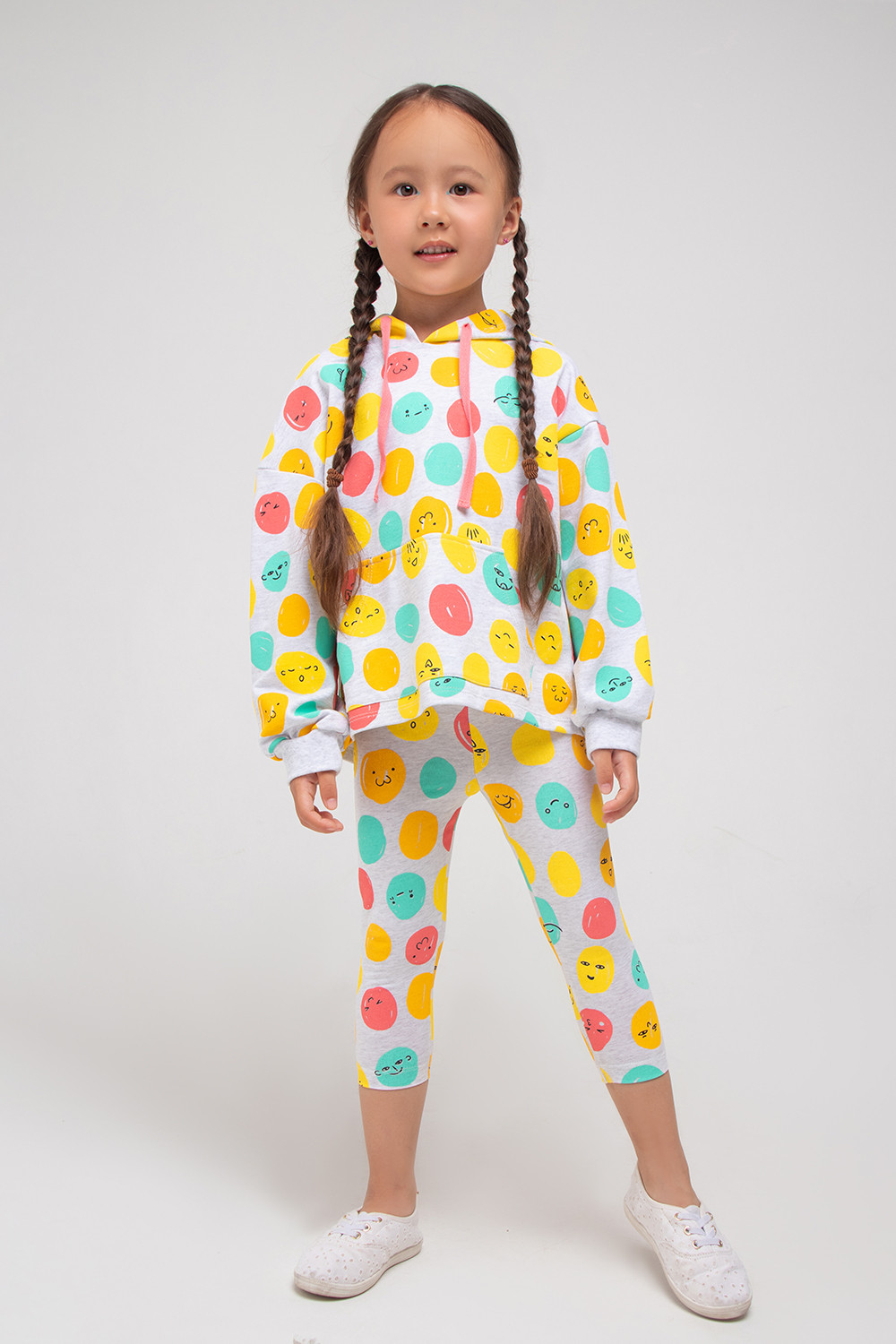картинка Бриджи для девочки Crockid К 4655 светло-серый меланж, шарики-улыбки к1286 от магазина детских товаров ALiSa