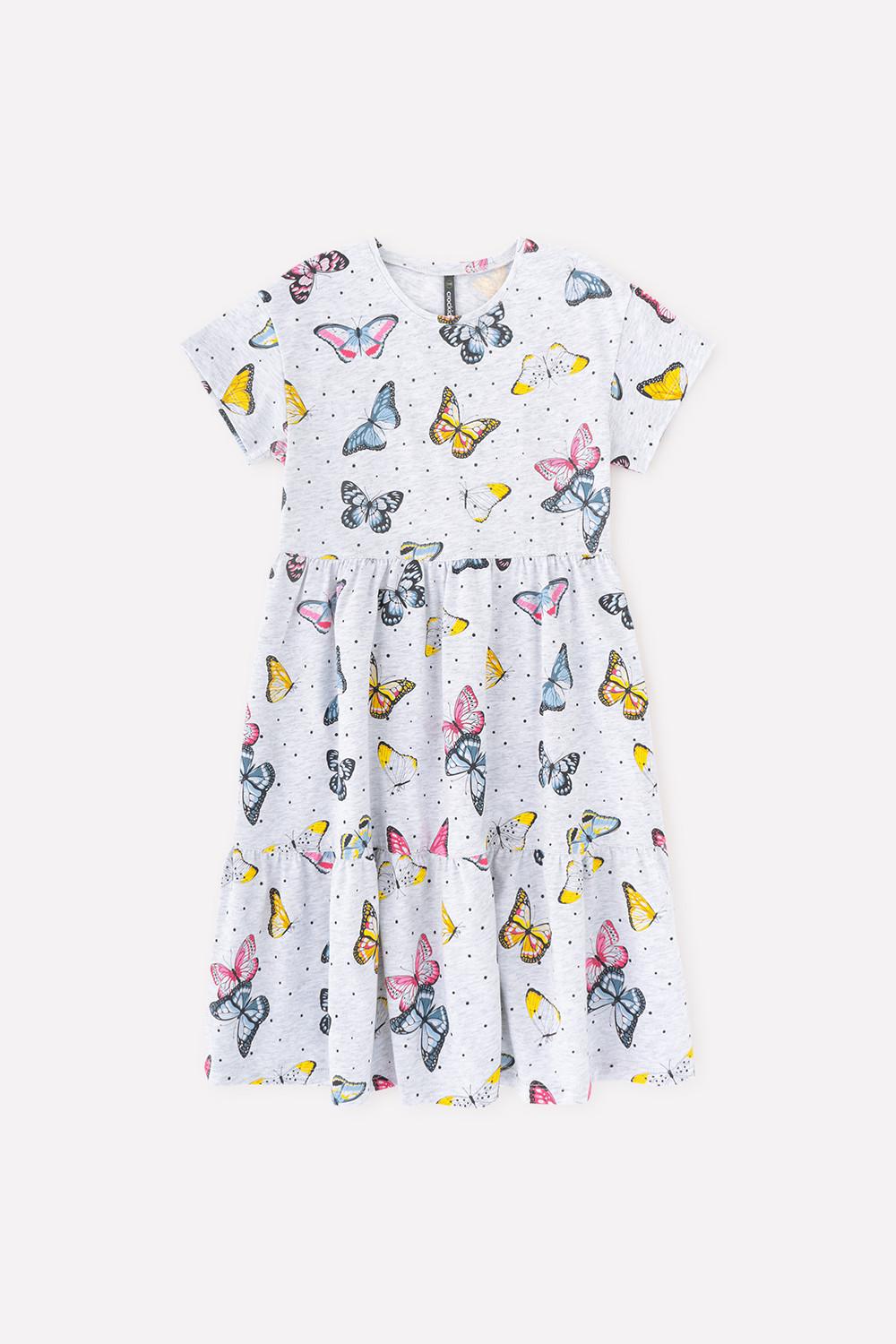 картинка Платье для девочки Crockid КР 5748 светло-серый меланж, бабочки к340 от магазина детских товаров ALiSa
