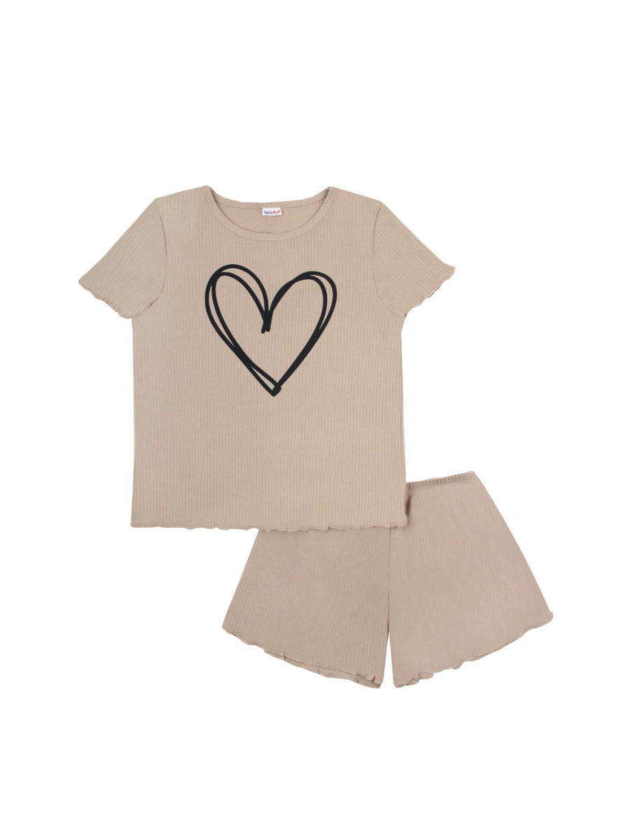 картинка Пижама для девочки YLA 7006700112 Бежевый сердце от магазина детских товаров ALiSa