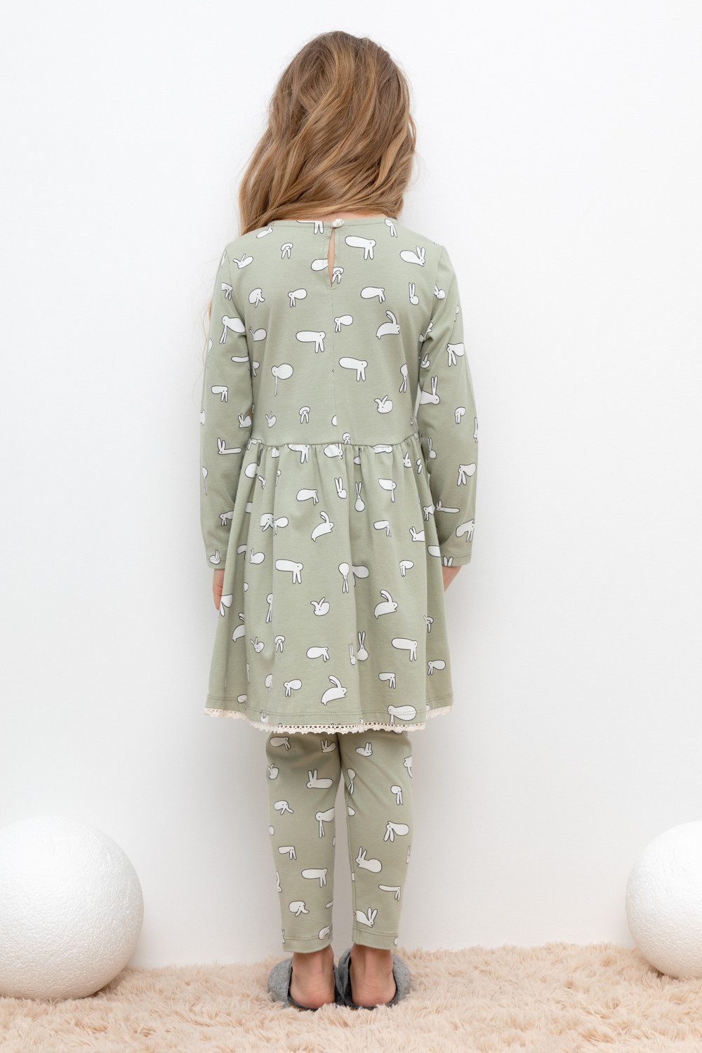 картинка Платье для девочки Crockid КР 5836 шалфей, смешные зайки к439 от магазина детских товаров ALiSa