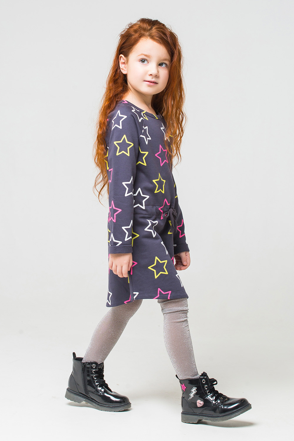 картинка Платье для девочки Crockid К 5532 темно-серый, звезды к1240 от магазина детских товаров ALiSa