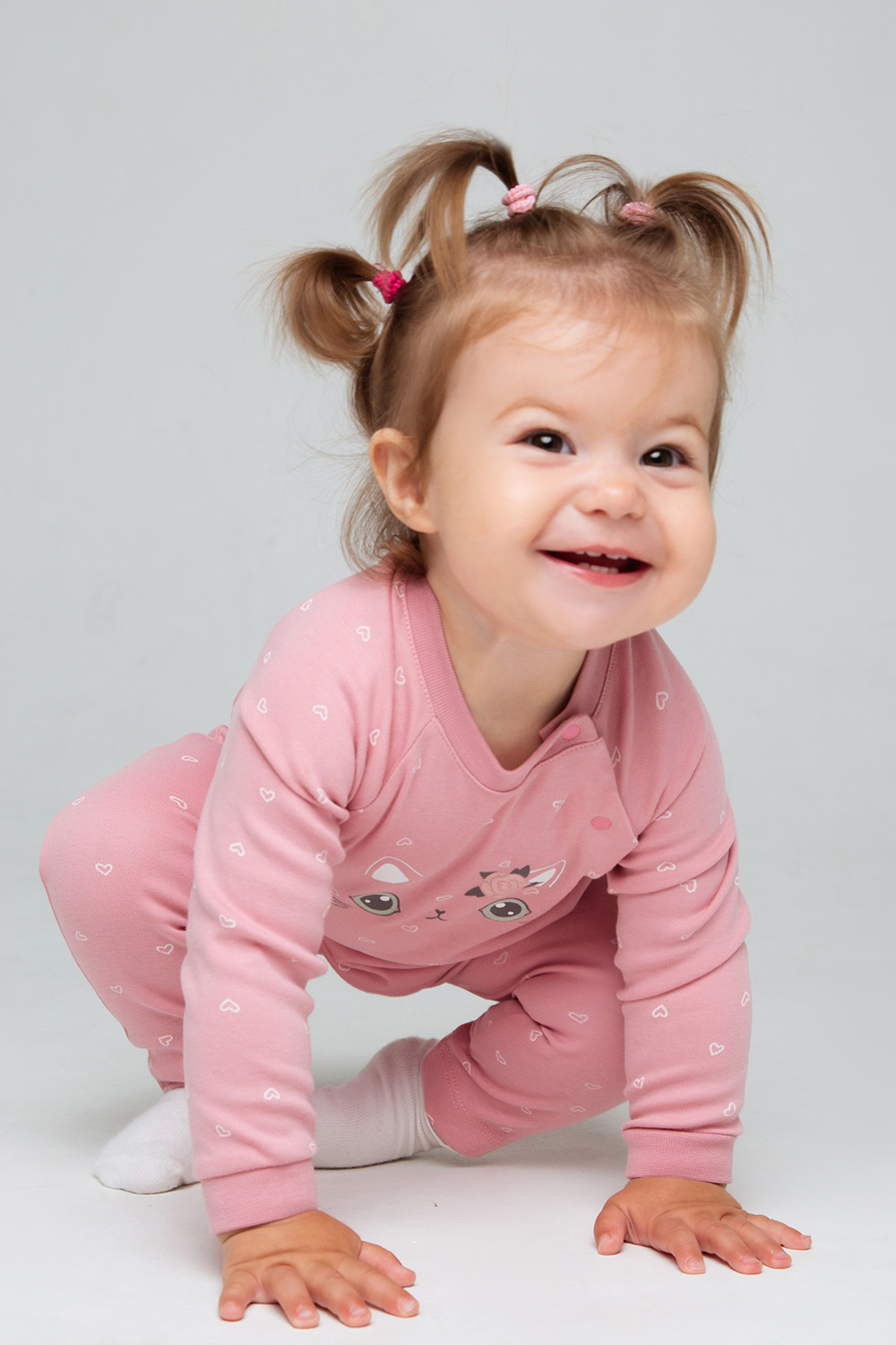 картинка Джемпер для девочки Crockid К 301772 сердечки на розовом зефире от магазина детских товаров ALiSa