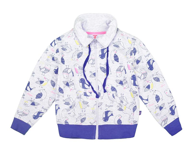 картинка Куртка для девочки Crockid К 300383 серо-голубой меланж птички к105  от магазина детских товаров ALiSa