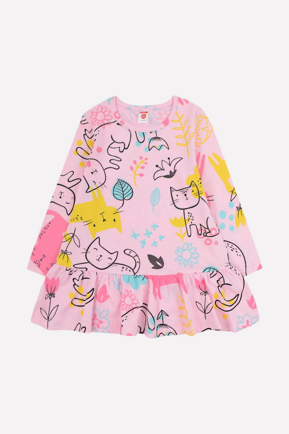 картинка Платье для девочки Crockid К 5616 розовое облако, кошки с цветами от магазина детских товаров ALiSa
