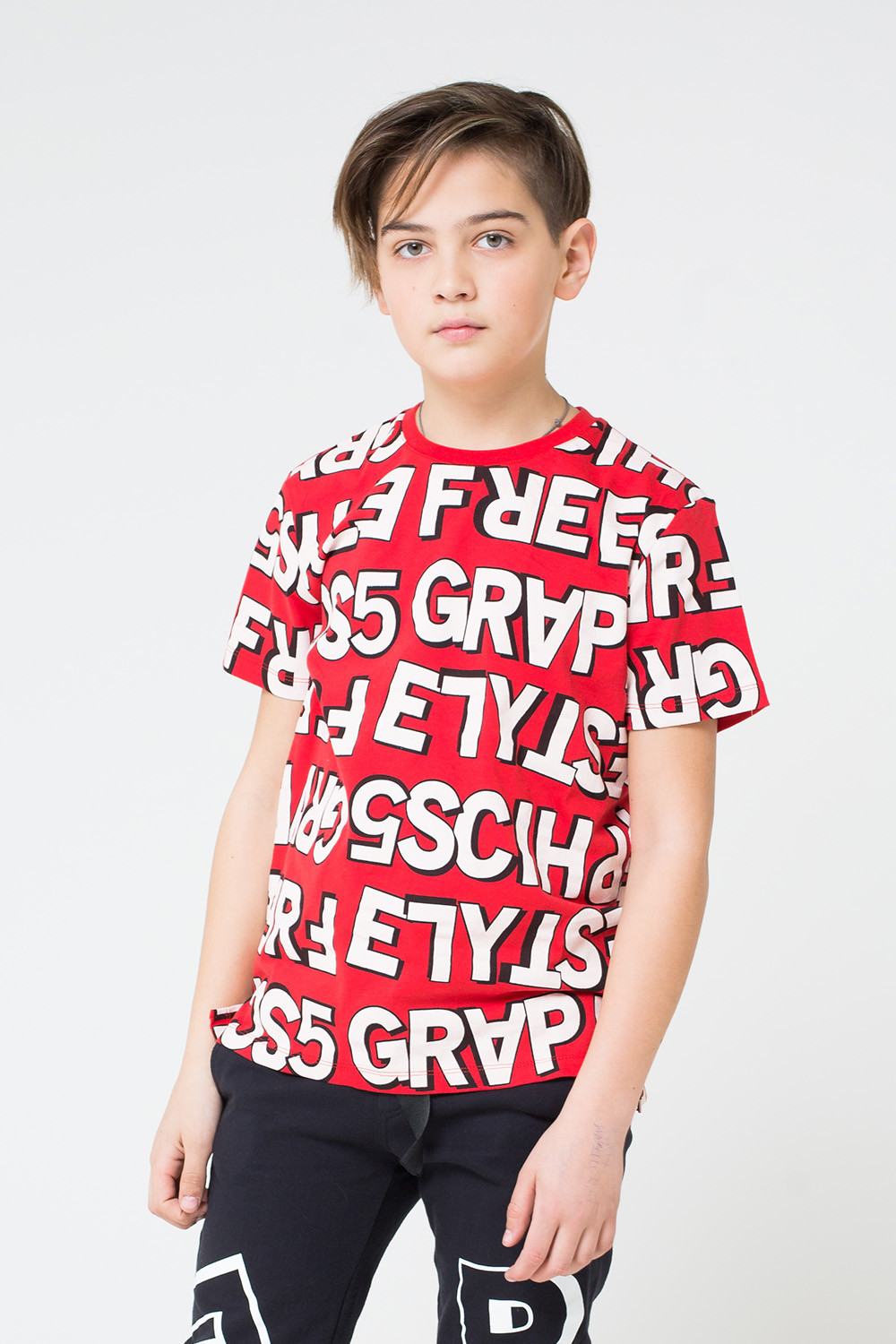 картинка Футболка для мальчика Crockid КБ 300830 красный, графичные буквы к14 от магазина детских товаров ALiSa