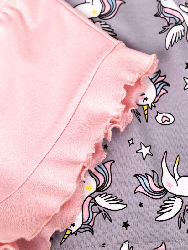 картинка Пижама для девочки Baby Boom КС22/1-И Единороги на сером + розовая пудра от магазина детских товаров ALiSa