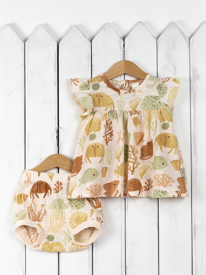 картинка Комплект для девочки Baby Boom BB КД513/1-К Рифы платье + трусы от магазина детских товаров ALiSa