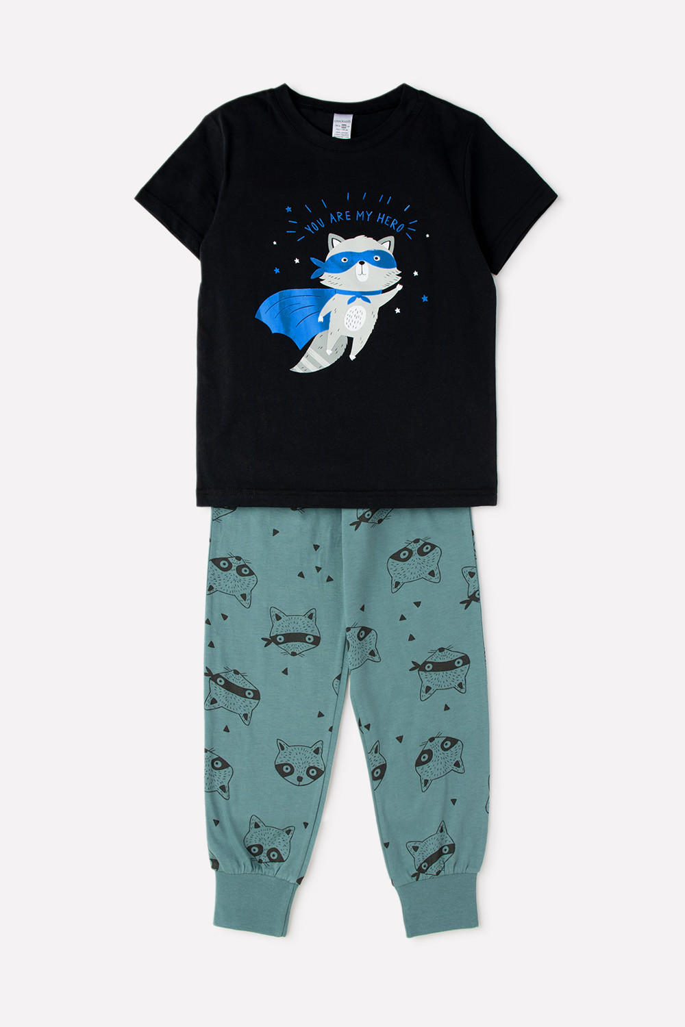 картинка Пижама для мальчика Crockid К 1529 черный + енот бандит от магазина детских товаров ALiSa