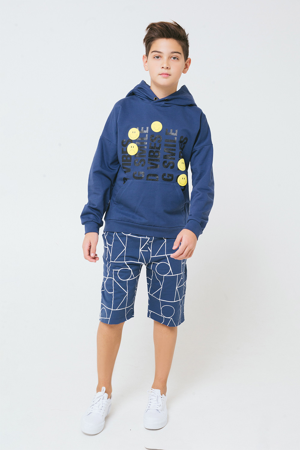 картинка Шорты для мальчика КБ 4836 темно-синий, геометрические фигуры к26 от магазина детских товаров ALiSa