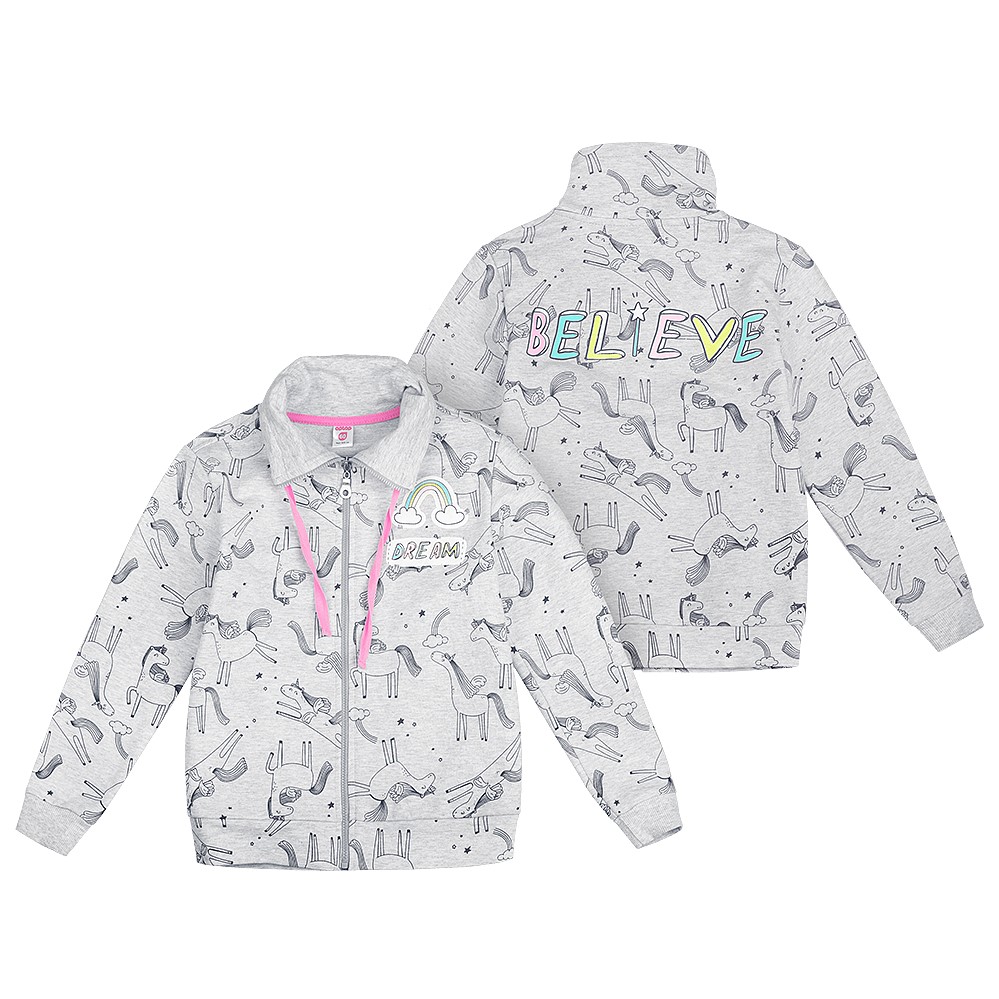 картинка Куртка для девочки Crockid К 300476 единороги на меланже к117 от магазина детских товаров ALiSa