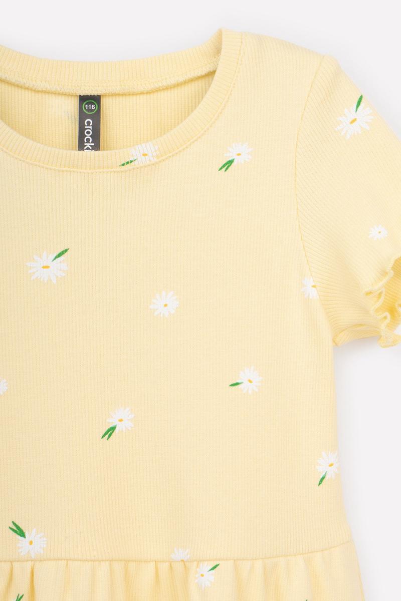 картинка Платье для девочки Crockid КР 5793 бледно-желтый, летние цветы к393 от магазина детских товаров ALiSa