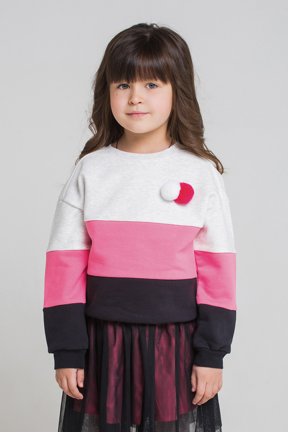 картинка Джемпер для девочки Crockid КР 300759 серый меланж, розовый, черный к215 от магазина детских товаров ALiSa