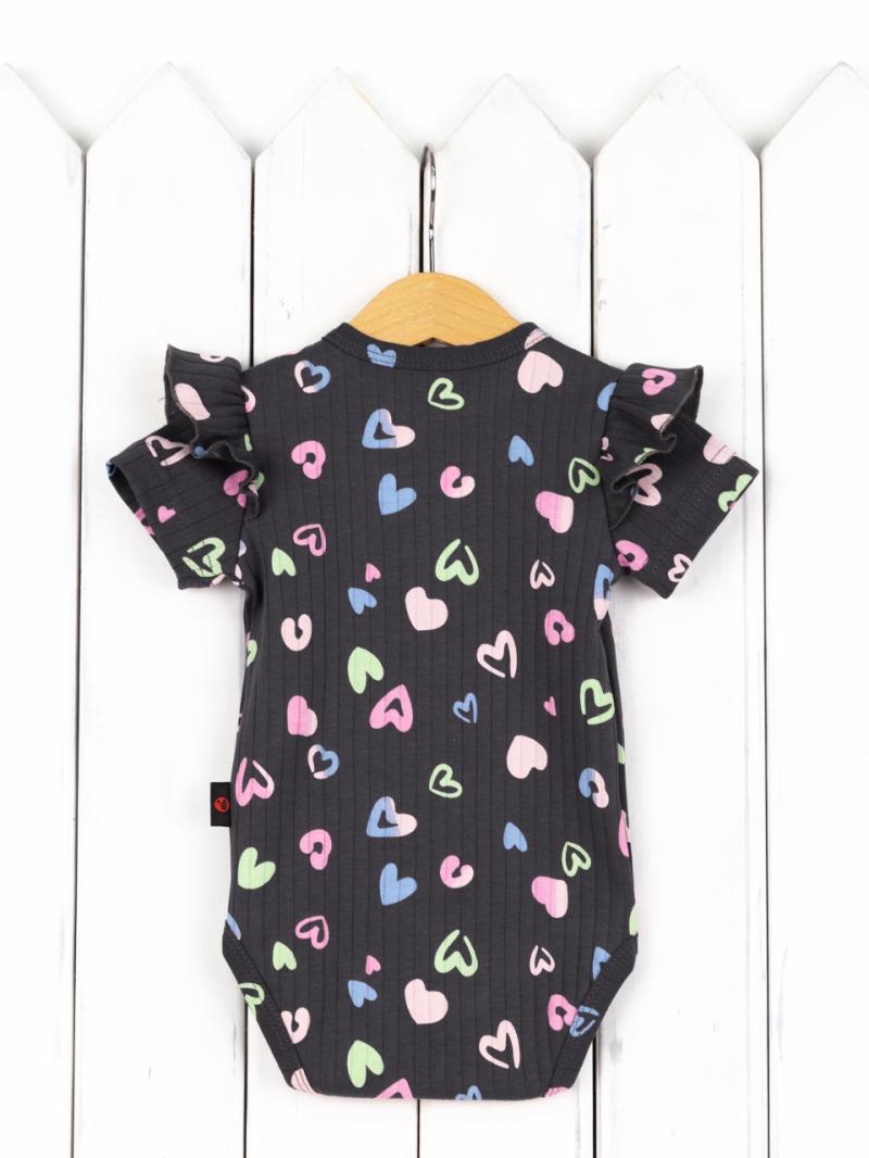 картинка Боди для девочки Baby Boom Б144/3-И Сердечки на графите я729 от магазина детских товаров ALiSa