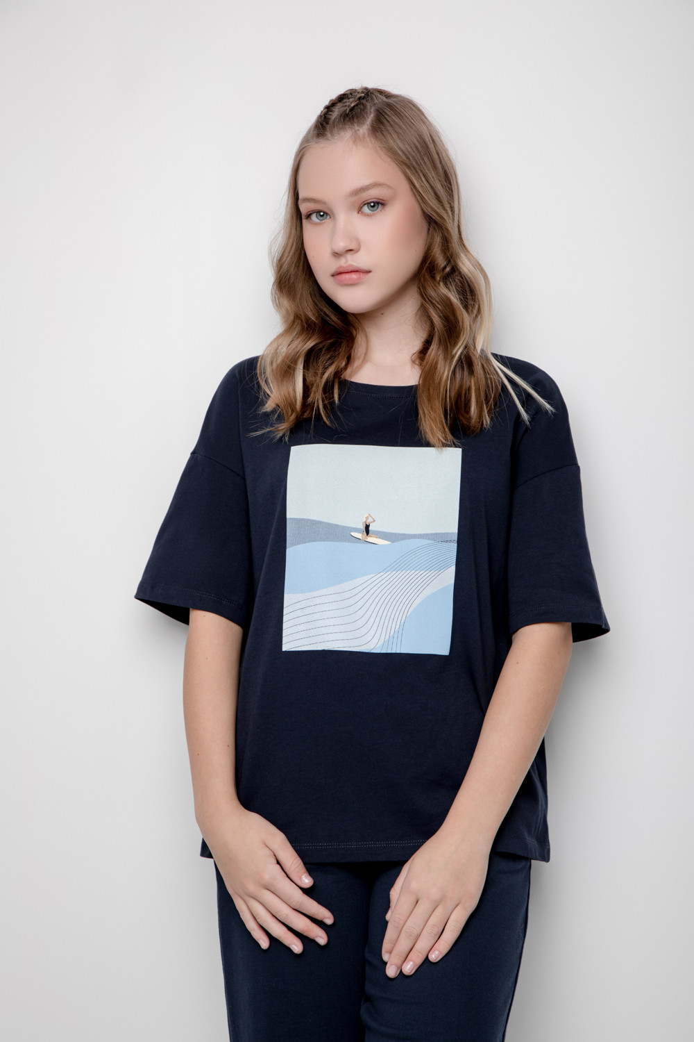 картинка Футболка для девочки Crockid КБ 302070 индиго от магазина детских товаров ALiSa