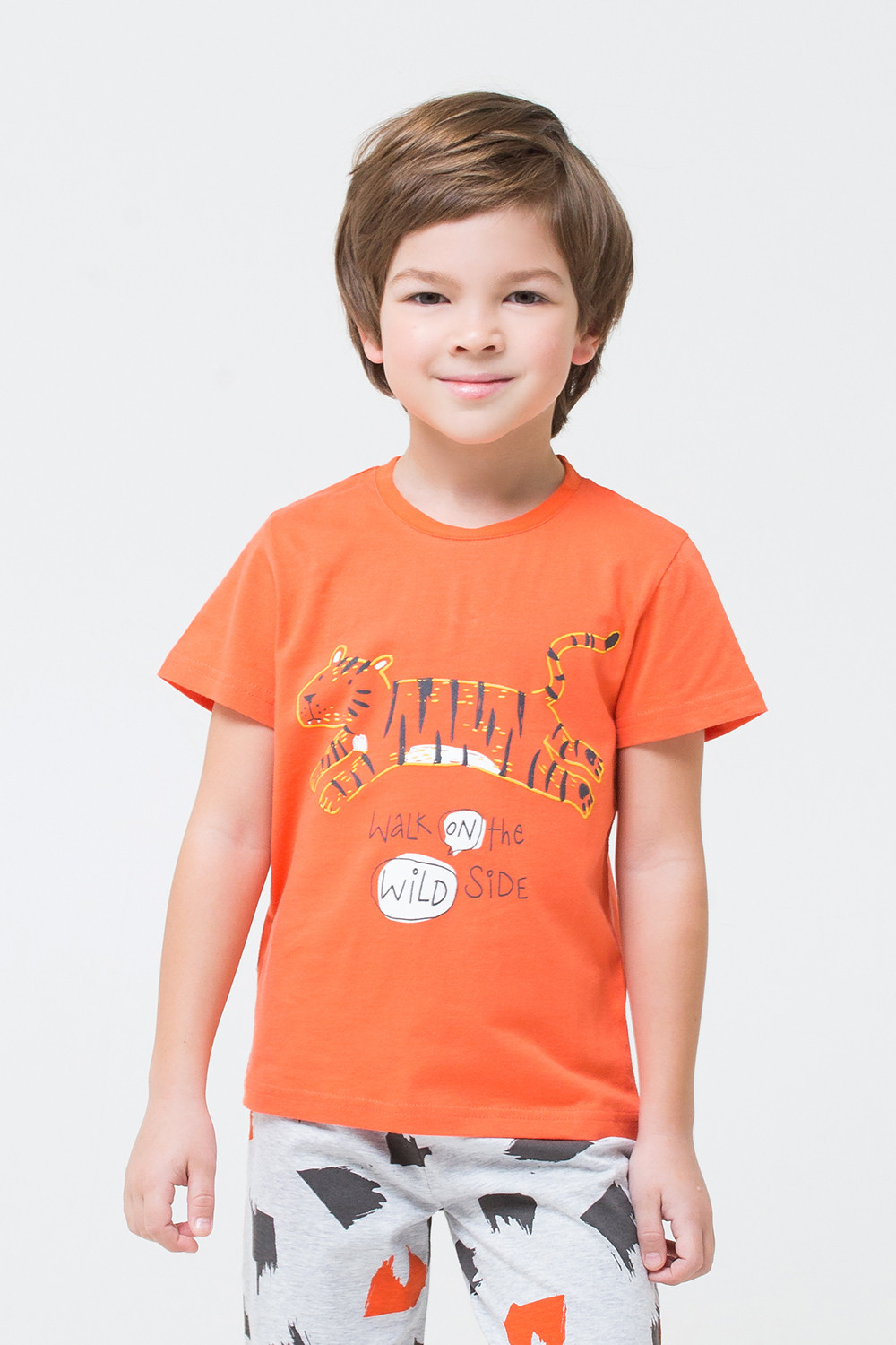 картинка Пижама для мальчика Crockid К 1529 красно-оранжевый + мазки краски на меланже от магазина детских товаров ALiSa