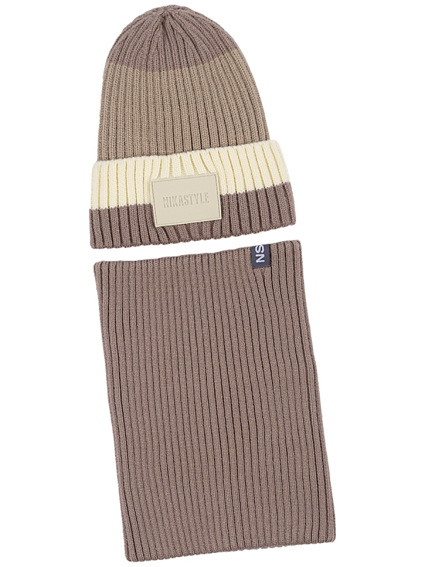 картинка Комплект шапка снуд для девочки NIKASTYLE 12з16524 Какао молоко от магазина детских товаров ALiSa