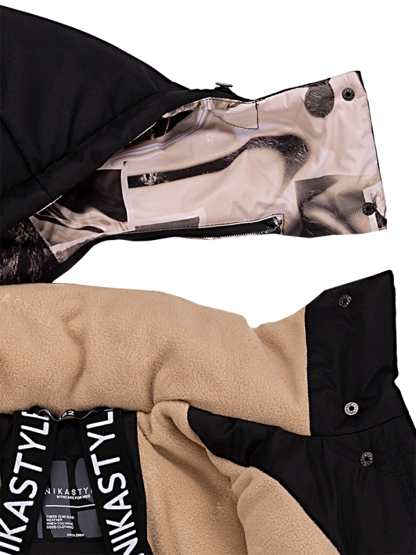 картинка Пальто зимнее для девочки NIKASTYLE 6з3224 Черный беж от магазина детских товаров ALiSa