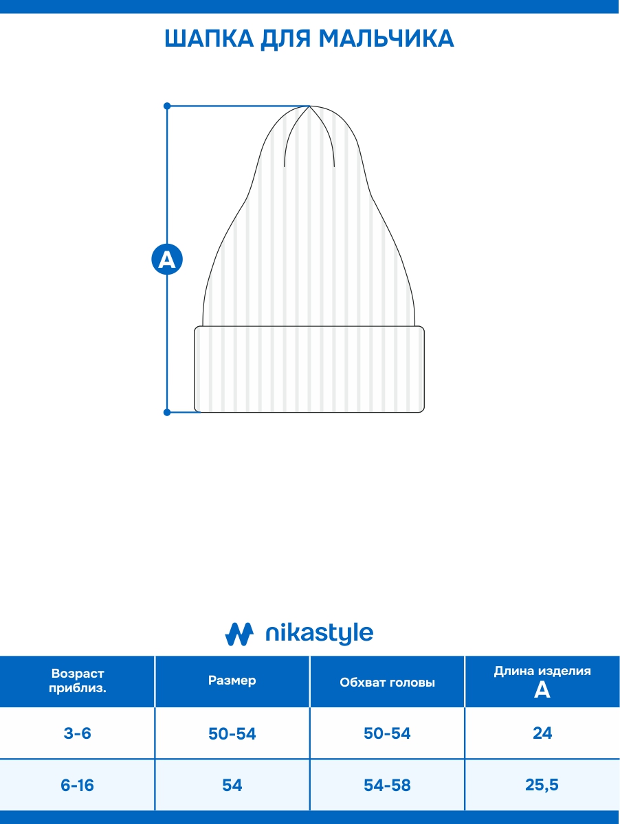 картинка Шапка зимняя для мальчика NIKASTYLE 11з16125 Джинс от магазина детских товаров ALiSa