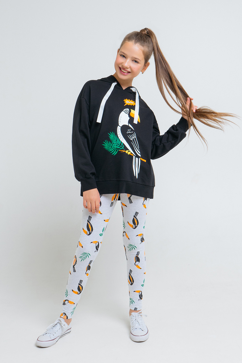 картинка Бриджи для девочки КБ 4763 светло-серый меланж, туканы к43 от магазина детских товаров ALiSa