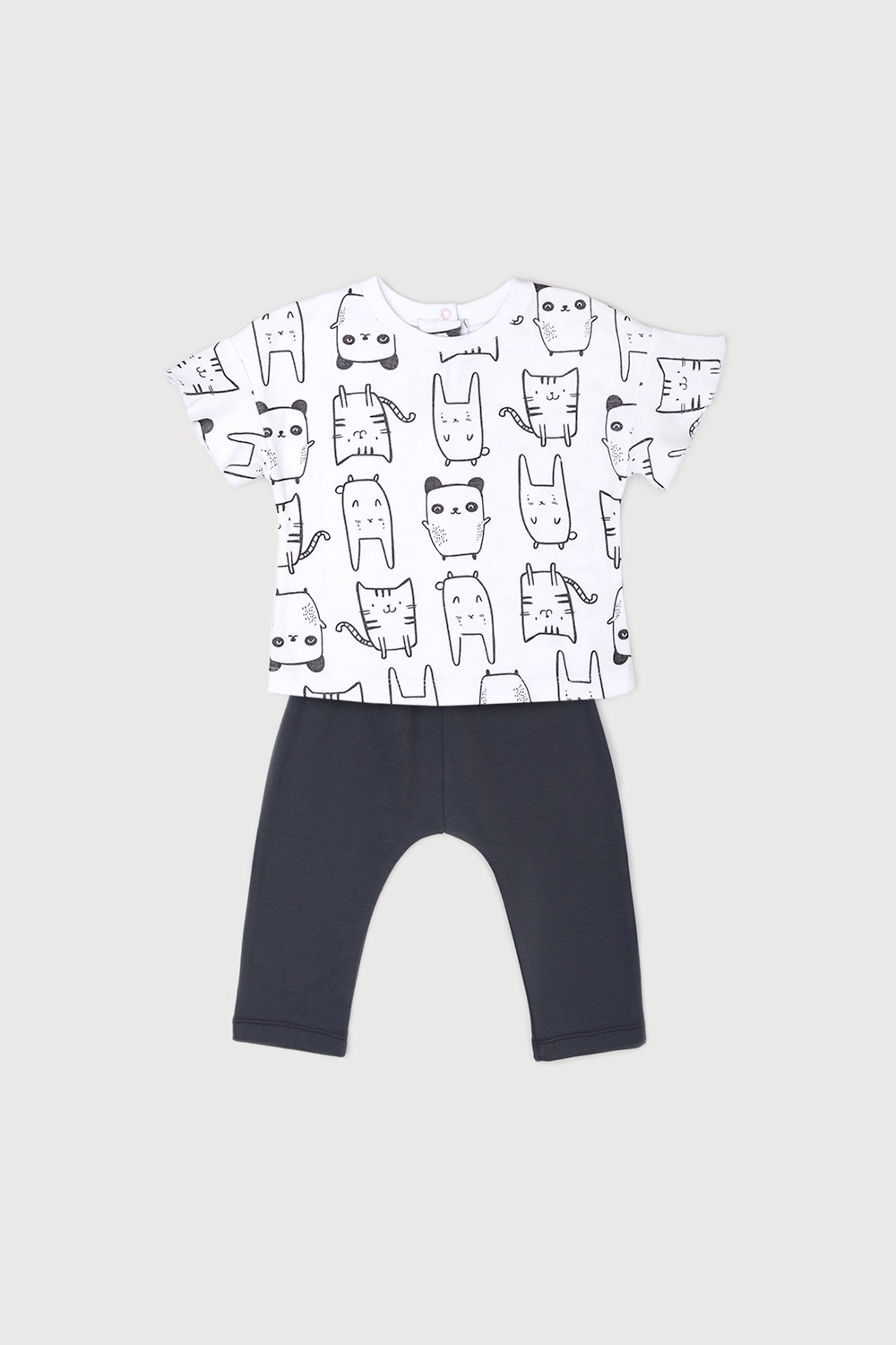 картинка Комплект для девочки Crockid К 2724 панда и друзья на белом + темно-серый от магазина детских товаров ALiSa