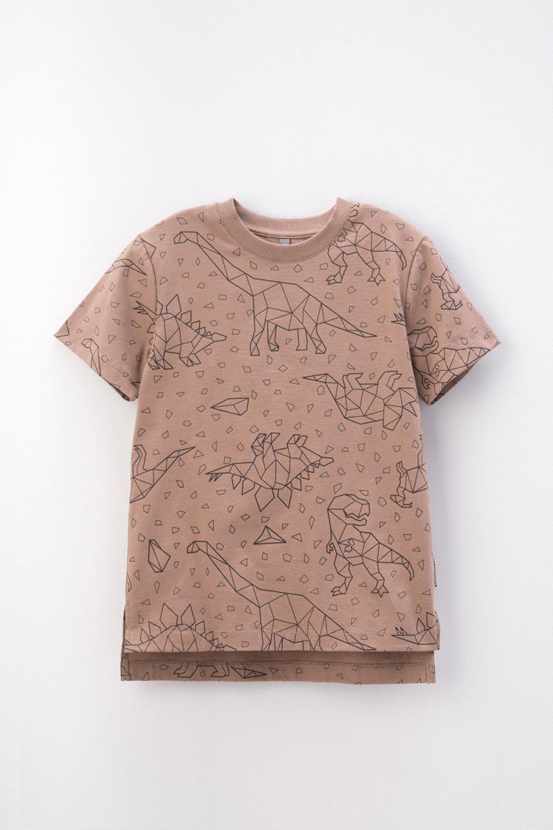 картинка Футболка для мальчика Crockid КР 302160 холодный какао, динозавры к402 от магазина детских товаров ALiSa