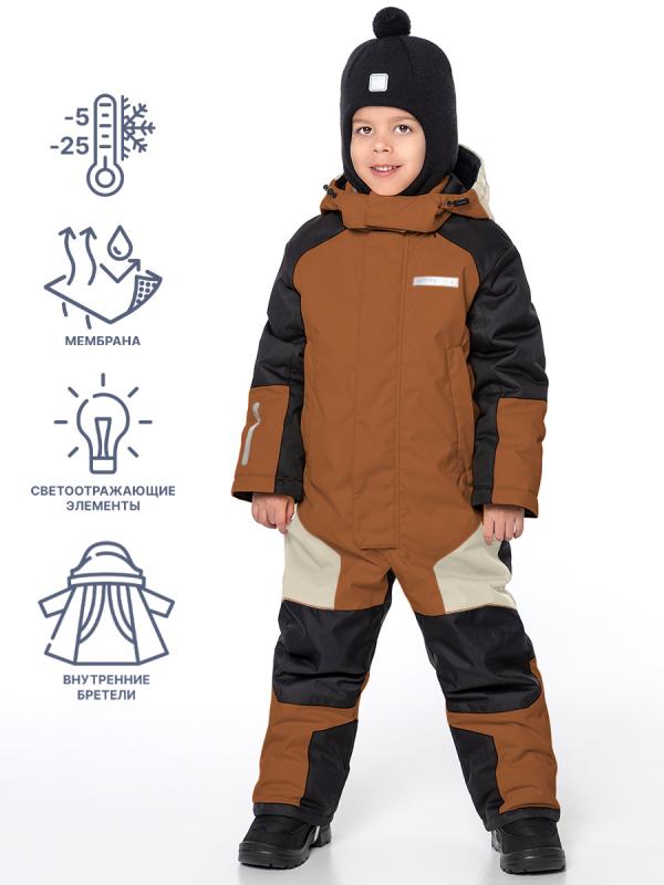 картинка Комбинезон зимний для мальчика NIKASTYLE 8з6524 Кэмел черный от магазина детских товаров ALiSa