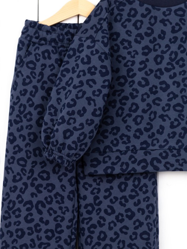картинка Комплект для девочки Baby Boom КД534/1-Ф Леопард тёмно-синий от магазина детских товаров ALiSa