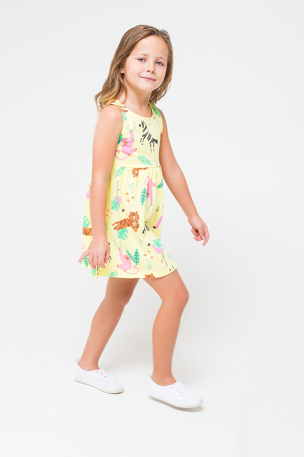 картинка Платье для девочки Crockid К 5589 бледный лимон, звери саванны к1246 от магазина детских товаров ALiSa