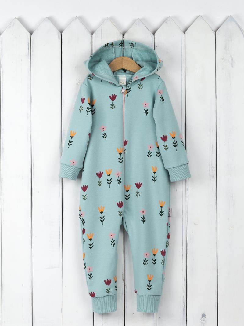 картинка Комбинезон на манжете для девочки Baby Boom BB К286/6-Ф Цветы на мяте от магазина детских товаров ALiSa