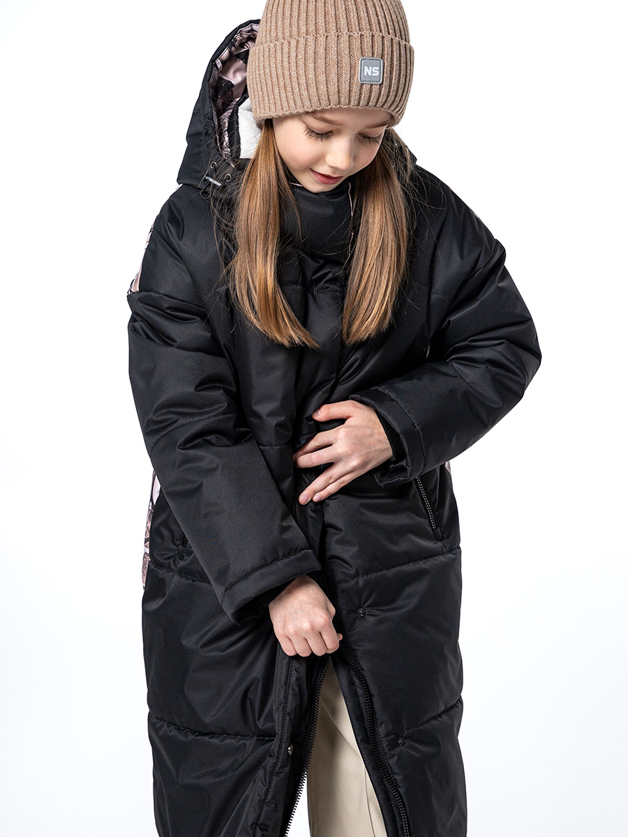 картинка Пальто зимнее для девочки NIKASTYLE 6з3224 Черный беж от магазина детских товаров ALiSa